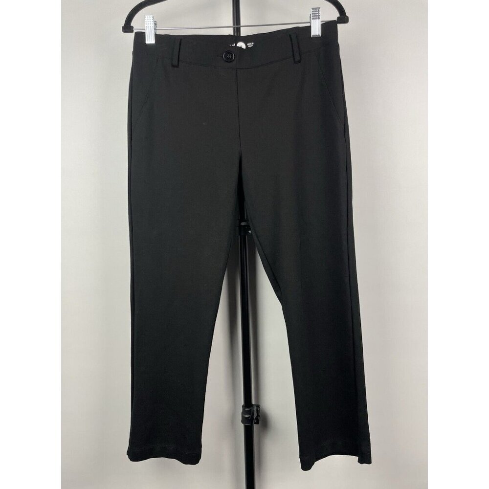 Betabrand Black Ponte Knit Elastic Waist Pull On Classic‎ Cropped Dress Pants M